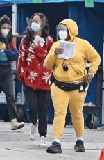 ZOE SALDANA Arrives on the Set of The Bluff in Los Angeles 04/14/2021