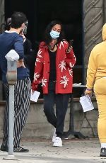 ZOE SALDANA Arrives on the Set of The Bluff in Los Angeles 04/14/2021
