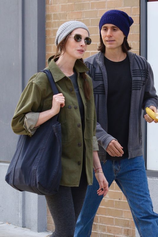 ANNE HATHAWAY and Jared Leto on the Set of WeCrashed in New York 05/25/2021