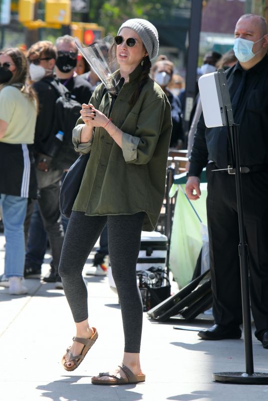 ANNE HATHAWAY on the Set of WeCrashed in New York 05/25/2021