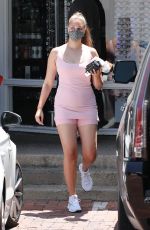 APRIL LOVE GEARY in a Pink Workout Skirt Out in Malibu 05/04/2021