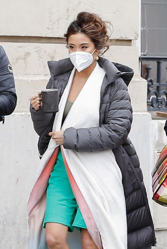 ASHLEY PARK on the Set of Emily in Paris in Paris 05/20/2021