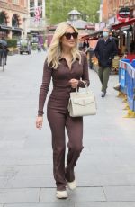 ASHLEY ROBERTS in a Brown Catsuit at Heart Radio in London 05/20/2021