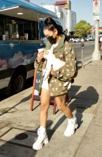 BELLA POARCH Out with Her Dog on Melrose Avenue in West Hollywood 05/02/2021