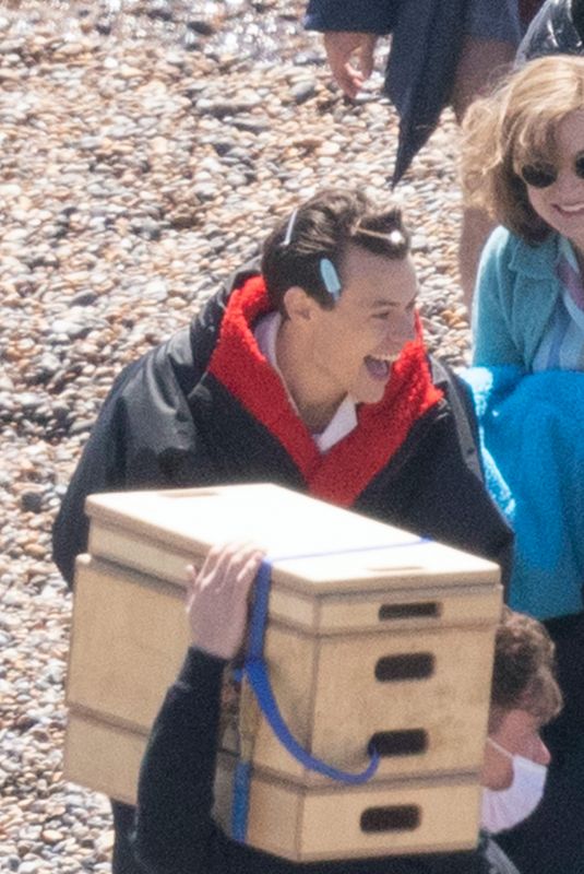 EMMA CORRIN and Harry Styles on the Set of My Policeman 05/07/2021