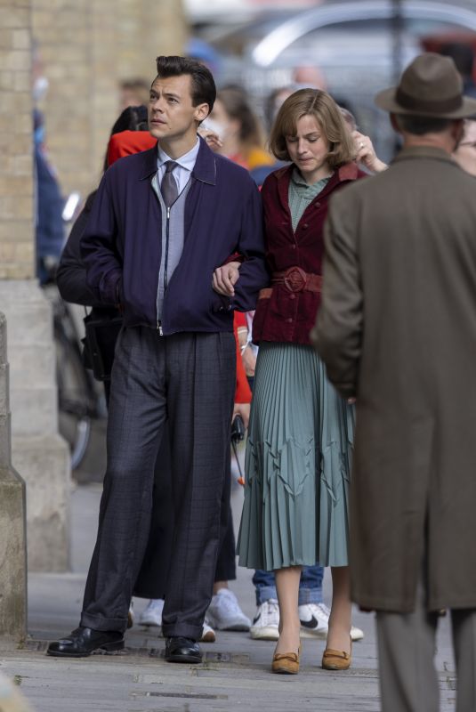 EMMA CORRIN and Harry Styles on the Set of My Policeman in Brighton 05/09/2021
