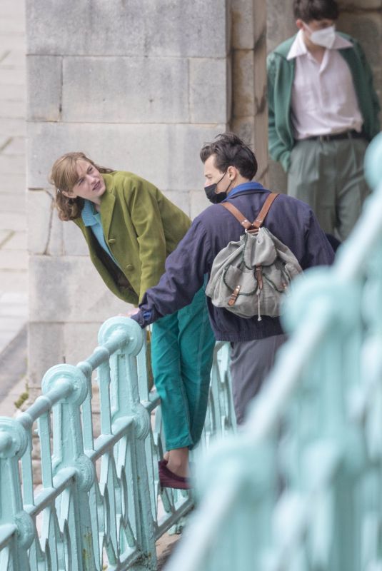 EMMA CORRIN and Harry Styles on the Set of My Policeman in Brighton 05/13/2021