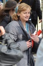 EMMA CORRIN Arrives on the Set of My Policeman in Brighton 05/05/2021