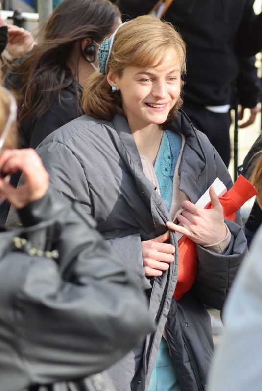 EMMA CORRIN Arrives on the Set of My Policeman in Brighton 05/05/2021