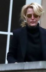 GILLIAN ANDERSON with Her Dog at a Hotel in Prague 03/03/2021