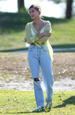 HAILEY BIEBER Visits husband Justin on the Set of a Music Video in Miami 05/02/2021