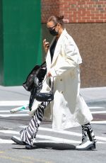 IRINA SHAYK in Zebra-print Pants Out in New York 05/11/2021