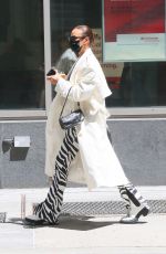 IRINA SHAYK in Zebra-print Pants Out in New York 05/11/2021