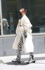 IRINA SHAYK in Zebra-print Pants Out in New York 05/11/2021