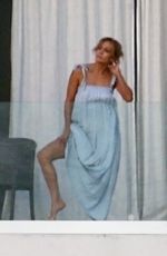 JENNIFER LOPEZ on Balcony of Her Miami Beach Waterfront Mansion 05/23/2021