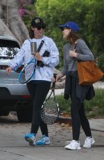 KATHERINE and CHRISTINA SCHWARZENEGGER Leave Tennis Match in Pacific Palisades 05/17/2021