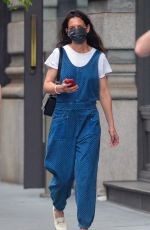 KATIE HOLMES in Overalls Out in New York 05/22/2021