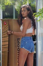 KELLY GALE in Denim Shorts Receives a Delivery at Her Home in Venice Beach 05/20/2021