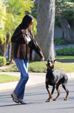 KENDALL JENNER Out with Her Doberman Pinscher in Beverly Hills 05/07/2021