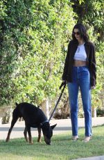 KENDALL JENNER Out with Her Doberman Pinscher in Beverly Hills 05/07/2021