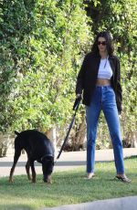 KENDALL JENNER Out with Her Doberman Pinscher in Beverly Hills 05/07/2021