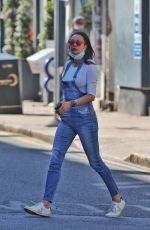 LILLY BECKER in Denim Overalls Out in London 05/27/2021