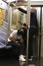 LILY ALLEN and David Harbour Riding Subway in New York 05/05/2021