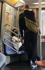 LILY ALLEN and David Harbour Riding Subway in New York 05/05/2021