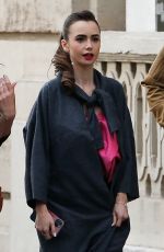 LILY COLLINS Arrives on the set of Emily in Paris in Paris 05/21/2021