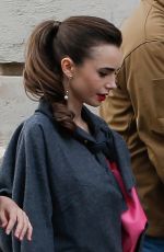 LILY COLLINS Arrives on the set of Emily in Paris in Paris 05/21/2021