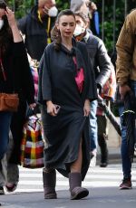 LILY COLLINS Arrives on the set of Emily in Paris in Paris 05/21/2021