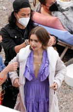LILY COLLINS on the Set of Emily in Paris 05/04/2021