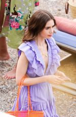 LILY COLLINS on the Set of Emily in Paris 05/04/2021