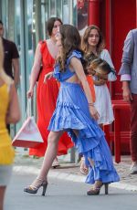 LILY COLLINS on the Set of Emily in Paris 05/09/2021