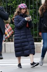 LILY COLLINS on the Set of Emily in Paris 05/20/2021