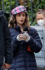LILY COLLINS on the Set of Emily in Paris 05/20/2021