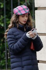 LILY COLLINS on the Set of Emily in Paris in Paris 05/20/2021