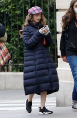 LILY COLLINS on the Set of Emily in Paris in Paris 05/20/2021