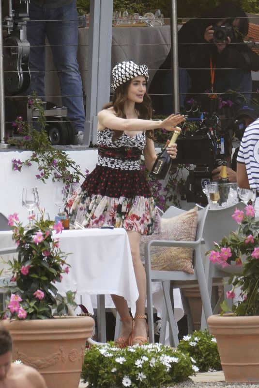 LILY COLLINS on the Set of Emily in Paris in Saint-Jean-Cap-Ferrat 05/04/2021