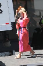 LILY JAMES on the Set of Pam & Tommy in Los Angeles 05/03/2021