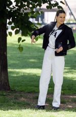 MICHELLE HUNZIKER Out with Her Dog at a Park in Milan 05/07/2021