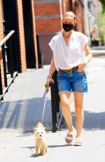 NAOMI WATTS in Denim Horts Out with Her Dog in New York 05/22/2021