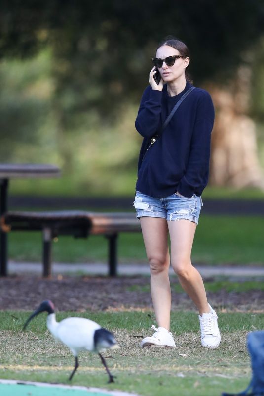 NATALIE POTMAN in Denim Shorts Out in Sydney 05/12/2021