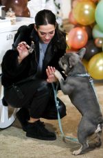 NICOLE BASS with Her Dog on the Set of The Only Way is Essex 05/06/2021