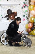 NICOLE BASS with Her Dog on the Set of The Only Way is Essex 05/06/2021