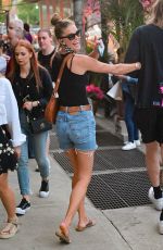 NINA AGDAL in Denim Shorts Out in New York 05/27/2021