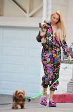 Pregnant CHRISTINE QUINN Out with Her Dog in Los Angeles 05/28/2021