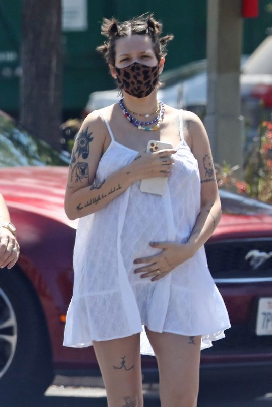 Pregnant HALSEY Out for Coffee in Malibu 05/26/2021
