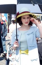 RACHEL BROSNAHAN on the Det of The Marvelous Mrs. Maisel at Coney Island Amusement Park in New York 05/06/2021