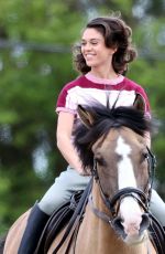 SABRINA BARTLETT Riding a Horse on the Set of The Larkins in London 05/12/2021